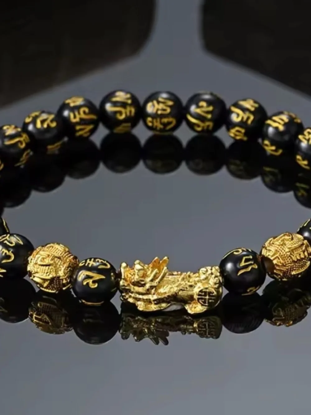 Black and Gold Feng Shui Pi Xiu Bracelet - Men Accessories